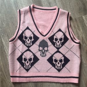 Pink skull sweater vest